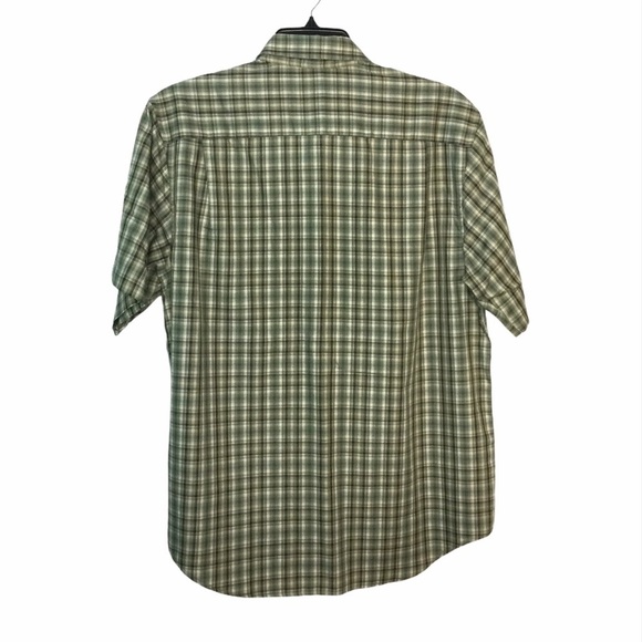 Men’s David Taylor L Large Button Front Casual Shirt Olive Green Plaid Tan NWOT - Picture 4 of 7